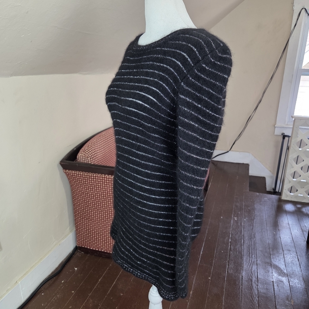 Isabel Marant Angora Blend Striped Longline Sweater Tunic Black Silver Size 3 - Picture 3 of 10